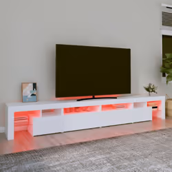 ) vidaXL TV Cabinet with LED Lights Media Unit TV Stand TV Unit Hifi Cabinet - white, 260 x 36.5 x 40 cm (4 pcs - Additional view 5