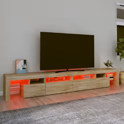 ) vidaXL TV Cabinet with LED Lights Media Unit TV Stand TV Unit Hifi Cabinet - sonoma oak, 260 x 36.5 x 40 cm (4 pcs - Additional view 5