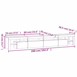 ) vidaXL TV Cabinet with LED Lights Media Unit TV Stand TV Unit Hifi Cabinet - concrete grey, 260 x 36.5 x 40 cm (4 pcs - Additional view 4
