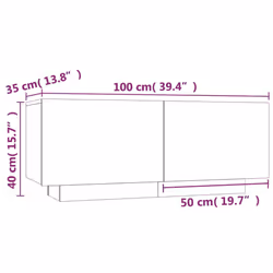 vidaXL Bedside Cabinet Couch End Table Chipboard 100x35x40 cm Multi Colours - grey sonoma - Additional view 4