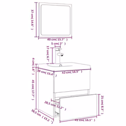 vidaXL Bathroom Furniture Set Basin Multi Sizes/Colours with/without Faucet - grey sonoma, 41 x 38.5 x 45 cm - Additional view 6