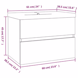 vidaXL Sink Cabinet with Built-in Basin Grey Sonoma Engineered Wood Sink Unit - Additional view 5