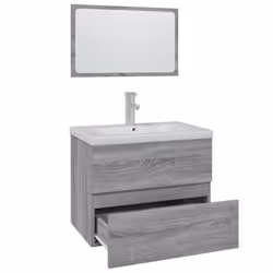 vidaXL Bathroom Furniture Set Grey Sonoma Engineered Wood Under Sink Cabinet - Additional view 2
