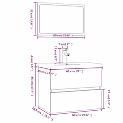 vidaXL Bathroom Furniture Set Basin Multi Sizes/Colours with/without Faucet - smoked oak, 60 x 38.5 x 45 cm - Additional view 6