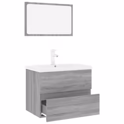 vidaXL Bathroom Furniture Set Basin Multi Sizes/Colours with/without Faucet - grey sonoma, 60 x 38.5 x 45 cm - Additional view 2