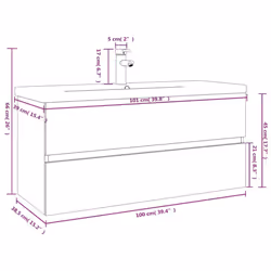 vidaXL Sink Cabinet Home Bathroom Sink Unit Storage Cabinet Engineered Wood - grey sonoma, 100 x 38.5 x 45 cm - Additional view 7