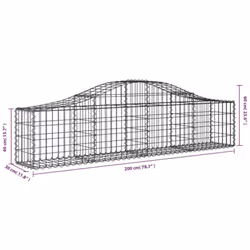 vidaXL Arched Gabion Basket Stone Basket Gabion Retaining Wall Galvanised Iron - 200 x 30 x 40/60 cm/ 1 pcs - Additional view 4