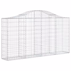 vidaXL Arched Gabion Basket Stone Basket Gabion Retaining Wall Galvanised Iron - 200 x 30 x 100/120 cm/ 1 pcs
