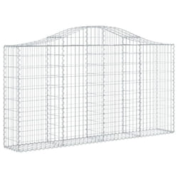 vidaXL Arched Gabion Basket Stone Basket Gabion Retaining Wall Galvanised Iron - 200 x 30 x 100/120 cm/ 1 pcs