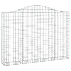 vidaXL Arched Gabion Basket Stone Basket Gabion Retaining Wall Galvanised Iron - 200 x 30 x 140/160 cm/ 1 pcs