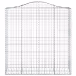 vidaXL Arched Gabion Basket Stone Basket Gabion Retaining Wall Galvanised Iron - 200 x 50 x 200/220 cm/ 1 pcs