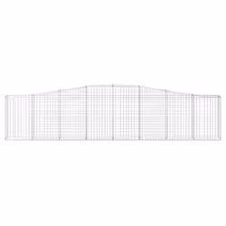 vidaXL Arched Gabion Basket Stone Basket Gabion Retaining Wall Galvanised Iron - 400 x 30 x 80/100 cm/ 1 pcs - Additional view 2