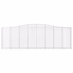 vidaXL Arched Gabion Basket Stone Basket Gabion Retaining Wall Galvanised Iron - 400 x 30 x 120/140 cm/ 1 pcs - Additional view 2