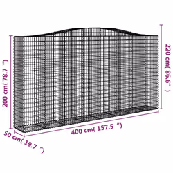 vidaXL Arched Gabion Basket Stone Basket Gabion Retaining Wall Galvanised Iron - 400 x 50 x 200/220 cm/ 1 pcs - Additional view 4