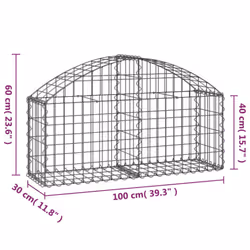 vidaXL Arched Gabion Basket Galvanised Iron Mesh Wire Stone Basket Multi Sizes - 100 x 30 x 40/60 cm - Additional view 4