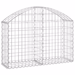 vidaXL Arched Gabion Basket Galvanised Iron Mesh Wire Stone Basket Multi Sizes - 100 x 30 x 60/80 cm