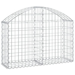 vidaXL Arched Gabion Basket Galvanised Iron Mesh Wire Stone Basket Multi Sizes - 100 x 30 x 60/80 cm