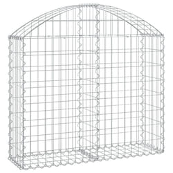 vidaXL Arched Gabion Basket Galvanised Iron Mesh Wire Stone Basket Multi Sizes - 100 x 30 x 80/100 cm