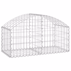 vidaXL Arched Gabion Basket Galvanised Iron Mesh Wire Stone Basket Multi Sizes - 100 x 50 x 40/60 cm