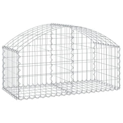 vidaXL Arched Gabion Basket Galvanised Iron Mesh Wire Stone Basket Multi Sizes - 100 x 50 x 40/60 cm