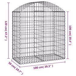 vidaXL Arched Gabion Basket Galvanised Iron Mesh Wire Stone Basket Multi Sizes - 100 x 50 x 100/120 cm - Additional view 4