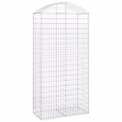 vidaXL Arched Gabion Basket Galvanised Iron Mesh Wire Stone Basket Multi Sizes - 100 x 50 x 200/220 cm