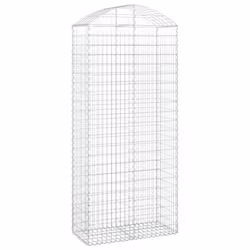 vidaXL Arched Gabion Basket Galvanised Iron Mesh Wire Stone Basket Multi Sizes - 100 x 50 x 220/240 cm