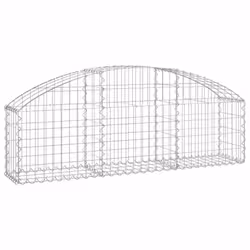 vidaXL Arched Gabion Basket Galvanised Iron Mesh Wire Stone Basket Multi Sizes - 150 x 30 x 40/60 cm