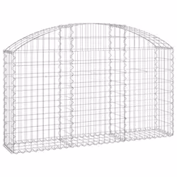 vidaXL Arched Gabion Basket Galvanised Iron Mesh Wire Stone Basket Multi Sizes - 150 x 30 x 80/100 cm