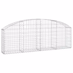 vidaXL Arched Gabion Basket Galvanised Iron Mesh Wire Stone Basket Multi Sizes - 200 x 30 x 60/80 cm