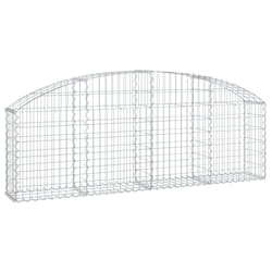 vidaXL Arched Gabion Basket Galvanised Iron Mesh Wire Stone Basket Multi Sizes - 200 x 30 x 60/80 cm