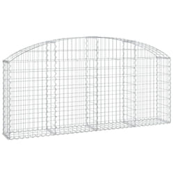 vidaXL Arched Gabion Basket Galvanised Iron Mesh Wire Stone Basket Multi Sizes - 200 x 30 x 80/100 cm