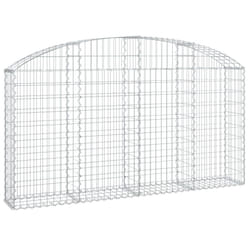 vidaXL Arched Gabion Basket Galvanised Iron Mesh Wire Stone Basket Multi Sizes - 200 x 30 x 100/120 cm