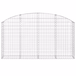vidaXL Arched Gabion Basket Galvanised Iron Mesh Wire Stone Basket Multi Sizes - 200 x 30 x 100/120 cm - Additional view 2