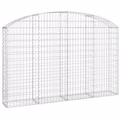 vidaXL Arched Gabion Basket Galvanised Iron Mesh Wire Stone Basket Multi Sizes - 200 x 30 x 120/140 cm