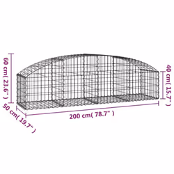 vidaXL Arched Gabion Basket Galvanised Iron Mesh Wire Stone Basket Multi Sizes - 200 x 50 x 40/60 cm - Additional view 4
