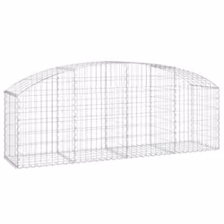 vidaXL Arched Gabion Basket Galvanised Iron Mesh Wire Stone Basket Multi Sizes - 200 x 50 x 60/80 cm