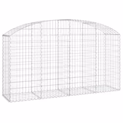 vidaXL Arched Gabion Basket Galvanised Iron Mesh Wire Stone Basket Multi Sizes - 200 x 50 x 100/120 cm