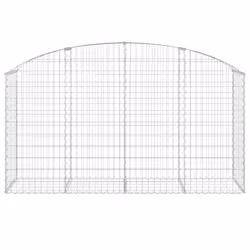 vidaXL Arched Gabion Basket Galvanised Iron Mesh Wire Stone Basket Multi Sizes - 200 x 50 x 100/120 cm