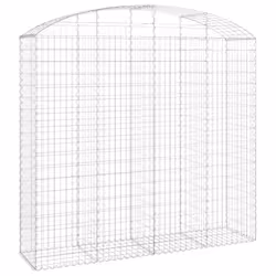 vidaXL Arched Gabion Basket Galvanised Iron Mesh Wire Stone Basket Multi Sizes - 200 x 50 x 180/200 cm