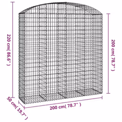 vidaXL Arched Gabion Basket Galvanised Iron Mesh Wire Stone Basket Multi Sizes - 200 x 50 x 200/220 cm - Additional view 4