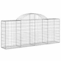 vidaXL Arched Gabion Basket Stone Basket Gabion Retaining Wall Galvanised Iron - 200 x 30 x 80/100 cm/ 1 pcs