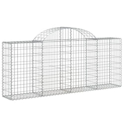 vidaXL Arched Gabion Basket Stone Basket Gabion Retaining Wall Galvanised Iron - 200 x 30 x 80/100 cm/ 1 pcs