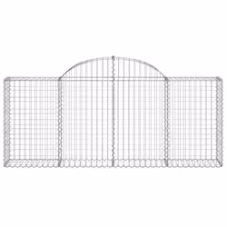 vidaXL Arched Gabion Basket Stone Basket Gabion Retaining Wall Galvanised Iron - 200 x 30 x 80/100 cm/ 1 pcs