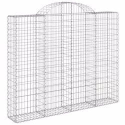 vidaXL Arched Gabion Basket Stone Basket Gabion Retaining Wall Galvanised Iron - 200 x 30 x 160/180 cm/ 1 pcs