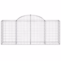 vidaXL Arched Gabion Basket Stone Basket Gabion Retaining Wall Galvanised Iron - 200 x 50 x 80/100 cm/ 1 pcs - Additional view 2