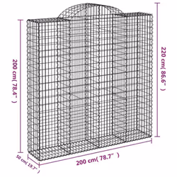 vidaXL Arched Gabion Basket Stone Basket Gabion Retaining Wall Galvanised Iron - 200 x 50 x 200/220 cm/ 1 pcs - Additional view 3