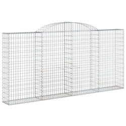 vidaXL Arched Gabion Basket Stone Basket Gabion Retaining Wall Galvanised Iron - 300 x 30 x 140/160 cm/ 1 pcs