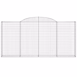 vidaXL Arched Gabion Basket Stone Basket Gabion Retaining Wall Galvanised Iron - 300 x 30 x 140/160 cm/ 1 pcs