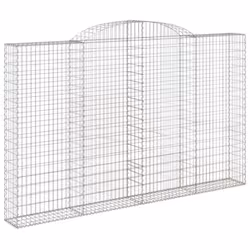 vidaXL Arched Gabion Basket Stone Basket Gabion Retaining Wall Galvanised Iron - 300 x 30 x 180/200 cm/ 1 pcs